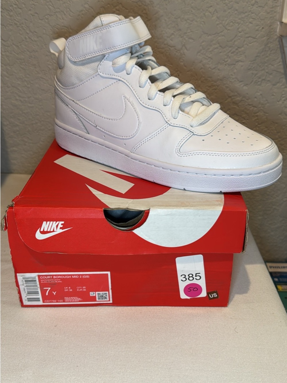 Nike All-White High-Top Sneakers with Ankle Strap